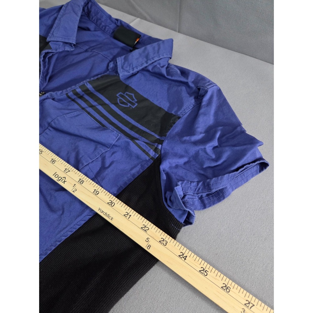 Harley Davidson Shirt Womens 2 Extra Large Wide Purple Black Zip Stretch Polo - Picture 6 of 7
